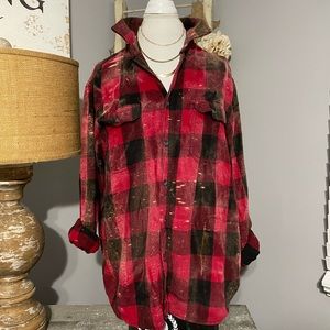 One of a kind oversized bleached flannel